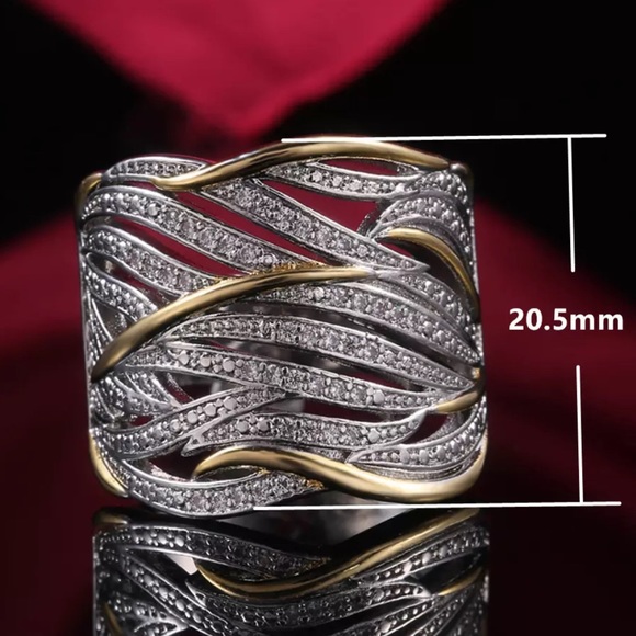 New Two Tone Multilayer 925 Sterling Silver Ring - Picture 9 of 9